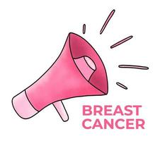 Breast Cancer Awareness Month. Simple modern poster background design. Pink megaphone and text vector illustration