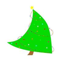 funny crazy bright green christmas tree vector