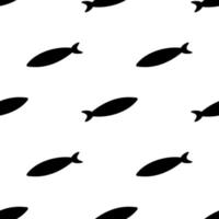 Seamless vector pattern, background design with fish simple silhouette. Marine life. Pet food.