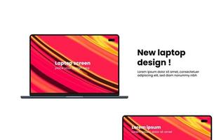 laptop model template with Abstract wallpaper. new laptop screen model with frameless design.  replaceable laptop model template vector