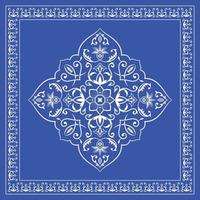 Damask rug pattern floral frame bandana shawl, hijab, neck scarf, tablecloth vector