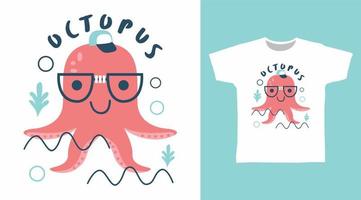 Cute octopus design vector illustration ready for print on t-shirt.