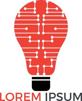 Bulb lamp and networking technology logo design. Innovation idea tech symbol. vector