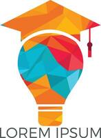 Light bulb and graduation cap logo. Creative Lamp Idea Genius Logo Design Symbol. vector