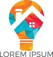 Smart house logo design. Light bulb with house logo. Concept for smart intellectual house. vector