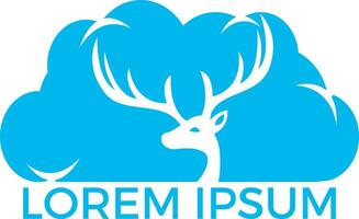 Deer cloud shape logo design. Artistic vector silhouette of a deer. Creative idea of a wild animal icon.