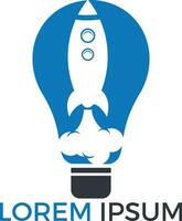 Light bulb and rocket logo design. Light bulb and airplane symbol or icon. vector