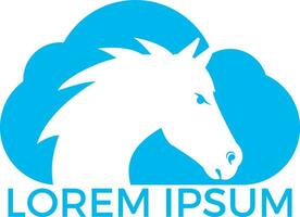 Horse head and cloud logo design. vector