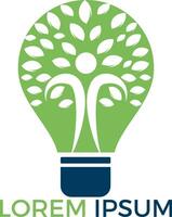 Human tree and light bulb logo design. Human health and care vector logo design template.