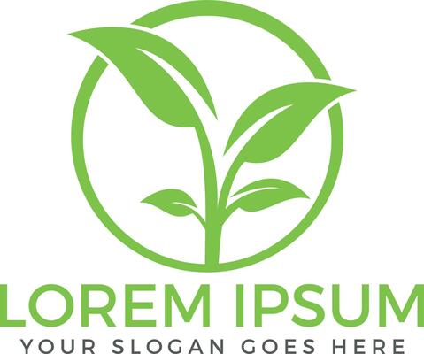 Circle green leaf ecology nature element vector logo. Leaf logo and abstract organic leaf logo.