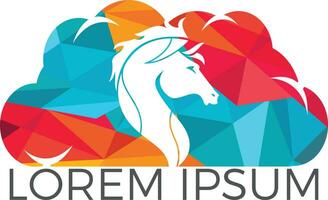 Cloud and horse logo design. vector