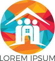 diseño del logotipo de la casa comunitaria. icono de vector de casa y personas.