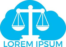 Cloud and Scale of justice logo design. Law firm, lawyer or law office symbol. vector