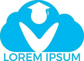 Student and cloud logo design. E-learning concept template. vector