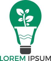 Light bulb and plant in a pot concept logo design. concept icon of education, light bulb, science. vector