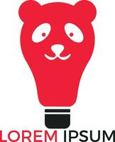 Light bulb panda shape logo design. Creative animal and zoo ideas concept. vector