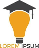 Light bulb and graduation cap logo. Creative Lamp Idea Genius Logo Design Symbol. vector