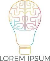 Bulb and brain logo design. Creative light bulb idea brain vector icon.