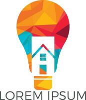 Smart house logo design. Light bulb with house logo. Concept for smart intellectual house. vector