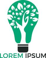 Abstract bulb lamp with tree logo design. Nature idea innovation symbol. ecology, growth, development concept. vector