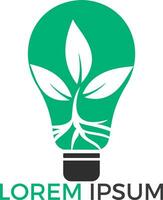 Logo template with plant growing inside light bulb. Ecology, growth, development concept vector design.