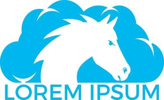 Horse head and cloud logo design. vector