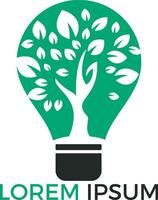 Abstract bulb lamp with tree logo design. Nature idea innovation symbol. ecology, growth, development concept. vector