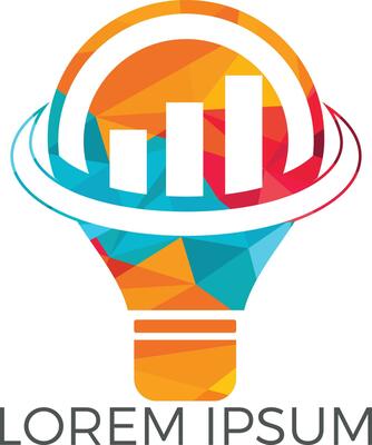 Bulb lamp with arrow logo design. Marketing Logo with Bulb. Innovation idea symbol logo template.
