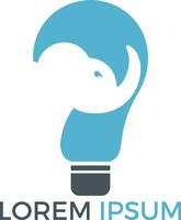 Elephant and light bulb logo design. Wise elephant children educational institute and organization concept design. vector