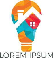 Smart house logo design. Light bulb with house logo. Concept for smart intellectual house. vector