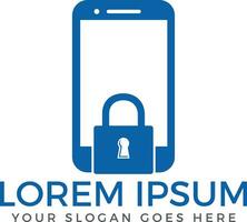 Mobile Phone lock vector logo design. Padlock and mobile symbol or icon. Unique privacy and security logotype design template.