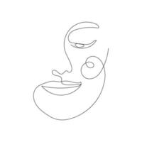 Continuous line drawing of portrait of a beautiful Woman's face. Minimalism art. vector