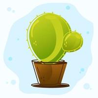 Green cactus in a brown pot vector