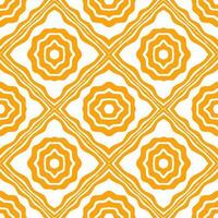 Seamless pattern orange white and doodle line circular and diamond shapes. vector