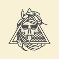 skull triangle logo design with silhouette style. vector