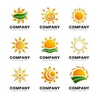 conjunto de logotipo de sol degradado vector