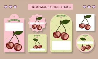 Kitchen labels for jam. Stickers for home preservation. Cherry jam. Stickers for the plotter vector