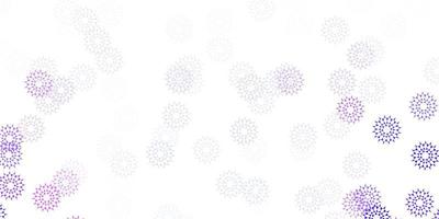 Light purple vector doodle pattern with flowers.