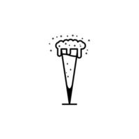 glassware or champagne glass icon with soda and foam on white background. simple, line, silhouette and clean style. black and white. suitable for symbol, sign, icon or logo vector