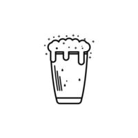 icono de vaso o cristalería con espuma y soda sobre fondo blanco. simple, línea, silueta y estilo limpio. en blanco y negro. adecuado para símbolo, signo, icono o logotipo vector