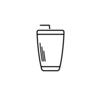 icono de vaso o cristalería con paja sobre fondo blanco. simple, línea, silueta y estilo limpio. en blanco y negro. adecuado para símbolo, signo, icono o logotipo vector