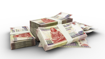 3D Stack of 200 Egyptian pound notes isolated on transparent background png