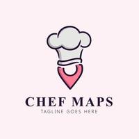 diseño de logotipo de mapa de chef vector