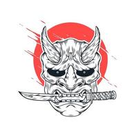 Japanese Oni mask vector illustration