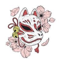 ilustración de vector de máscara de kitsune japonés