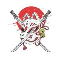 Japanese kitsune mask vector illustration