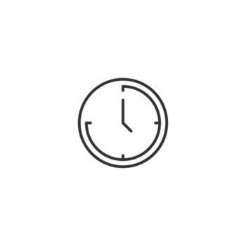 Time and clock. Minimalistic illustration drawn with black thin line. Editable stroke. Suitable for web sites, stores, mobile apps. Line icon of clock with hands vector