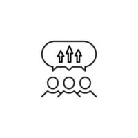 People, staff, speech bubble concept. Vector line icon for web sites, stores, online courses etc. Sign of arrows inside of speech bubble over group of people