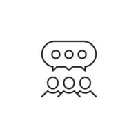 People, staff, speech bubble concept. Vector line icon for web sites, stores, online courses etc. Sign of dots inside of speech bubble over group of people