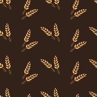 Ears of ripe wheat, background seamless pattern. Vector illustration of cereal grass wallpaper